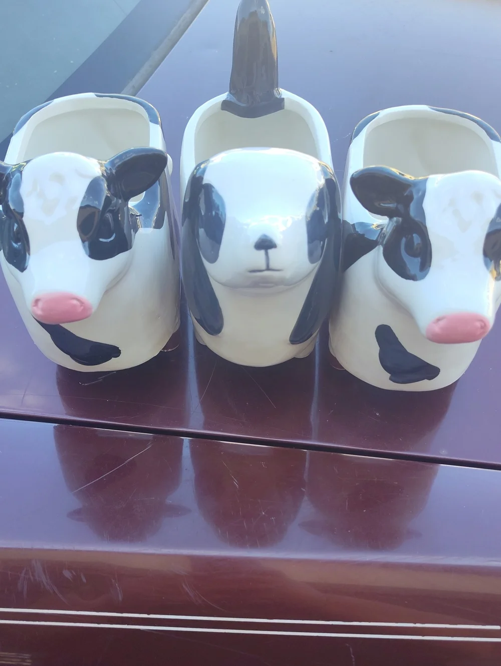 Ceramic Black & White Cow Planter - Decorative Home Accent